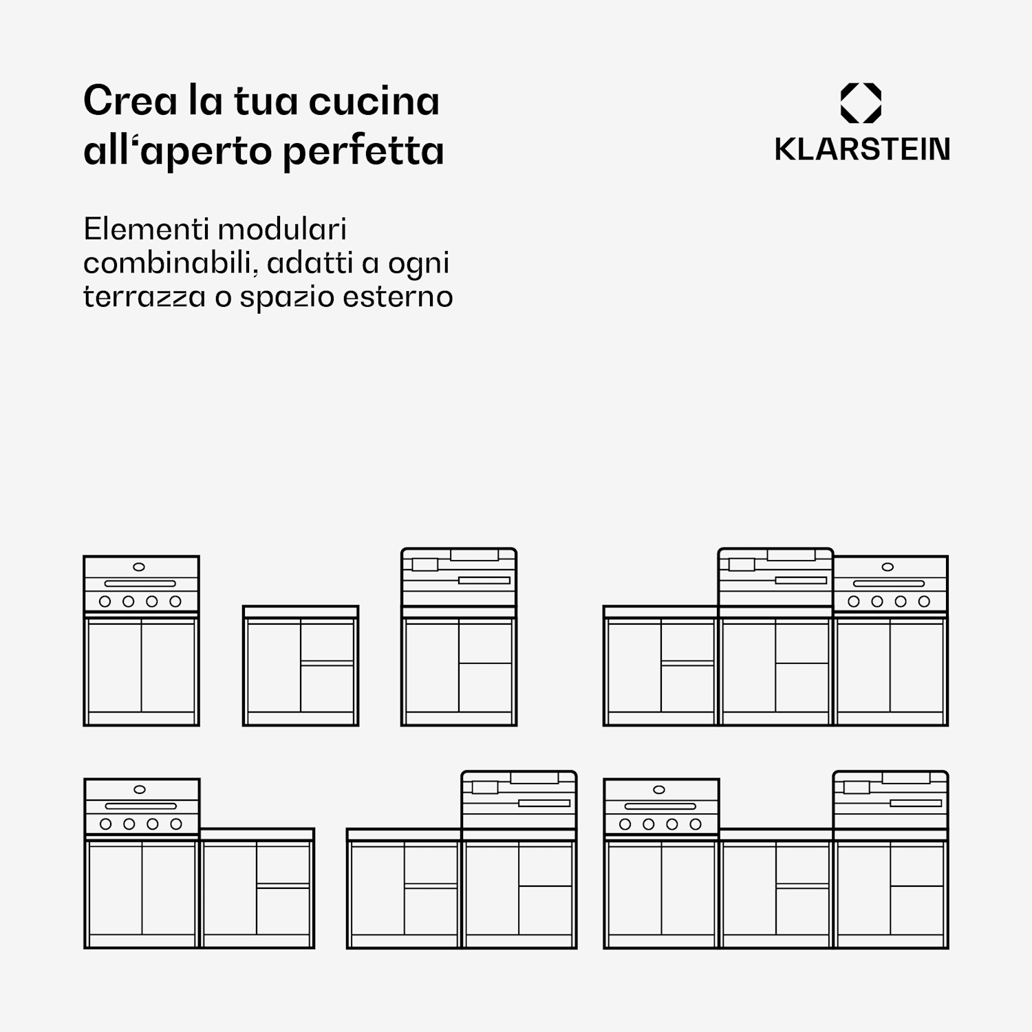 WaldChef - Set da cucina per esterni | 4 bruciatori | 30 mbar | 12800 W | Resistente alle intemperie | Acciaio inox Cucina da giardino - Set da 30 mbar