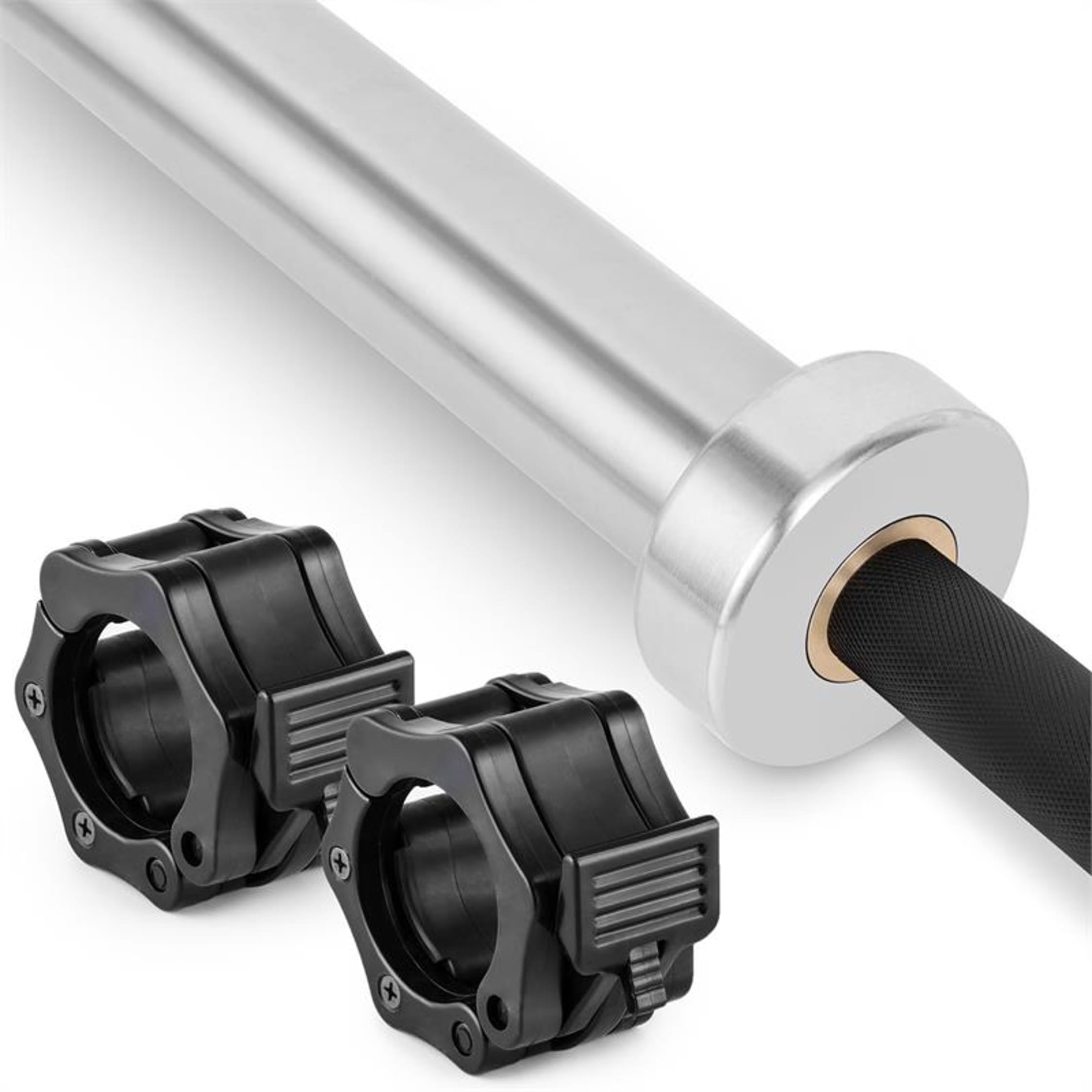 Klarbar Barra larga para pesas Barra olímpica 220 m 20 kg negraplateada  Plata