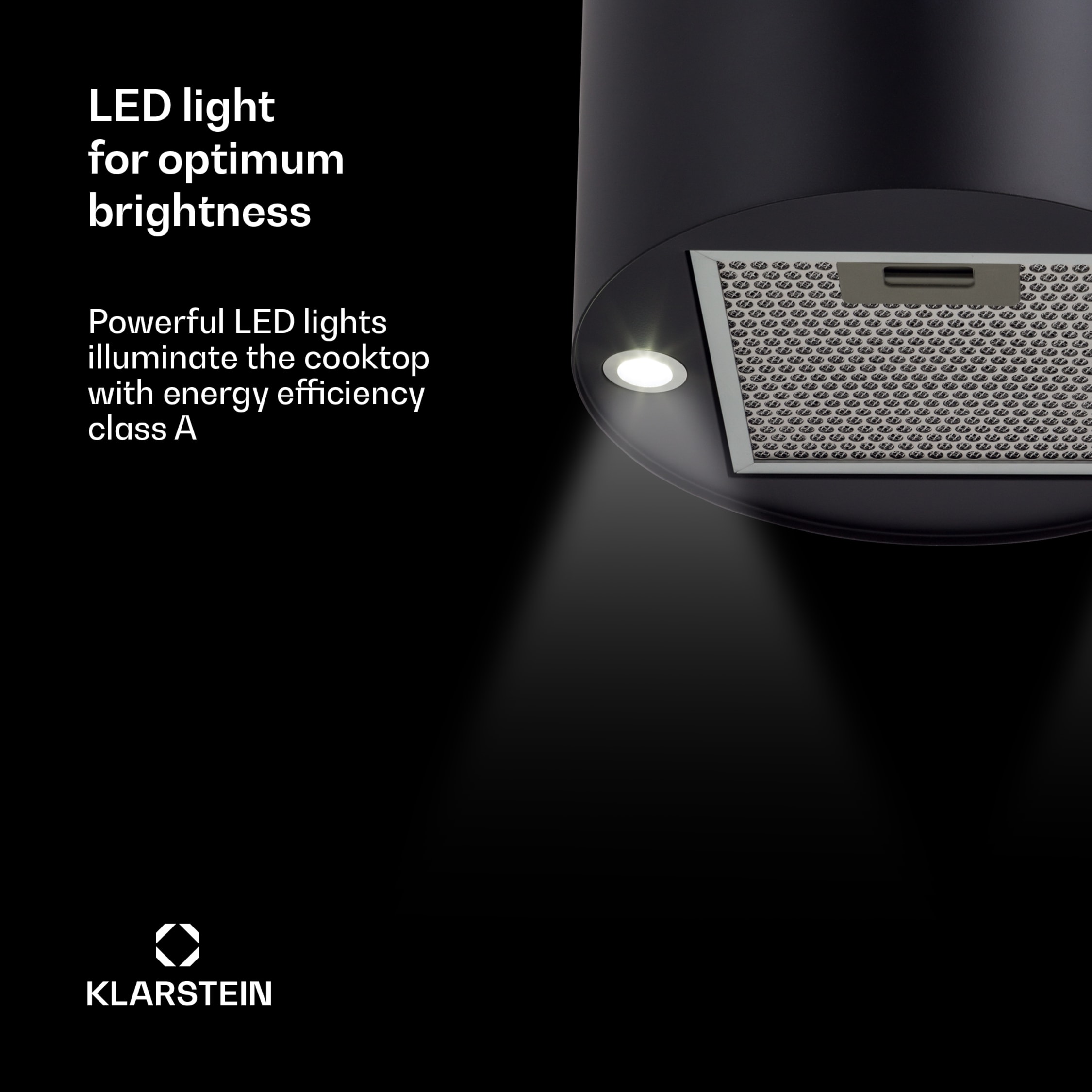 Okap wyspowy, Beretta, Ø35 cm, recyrkulacja, 650m³/h, LED