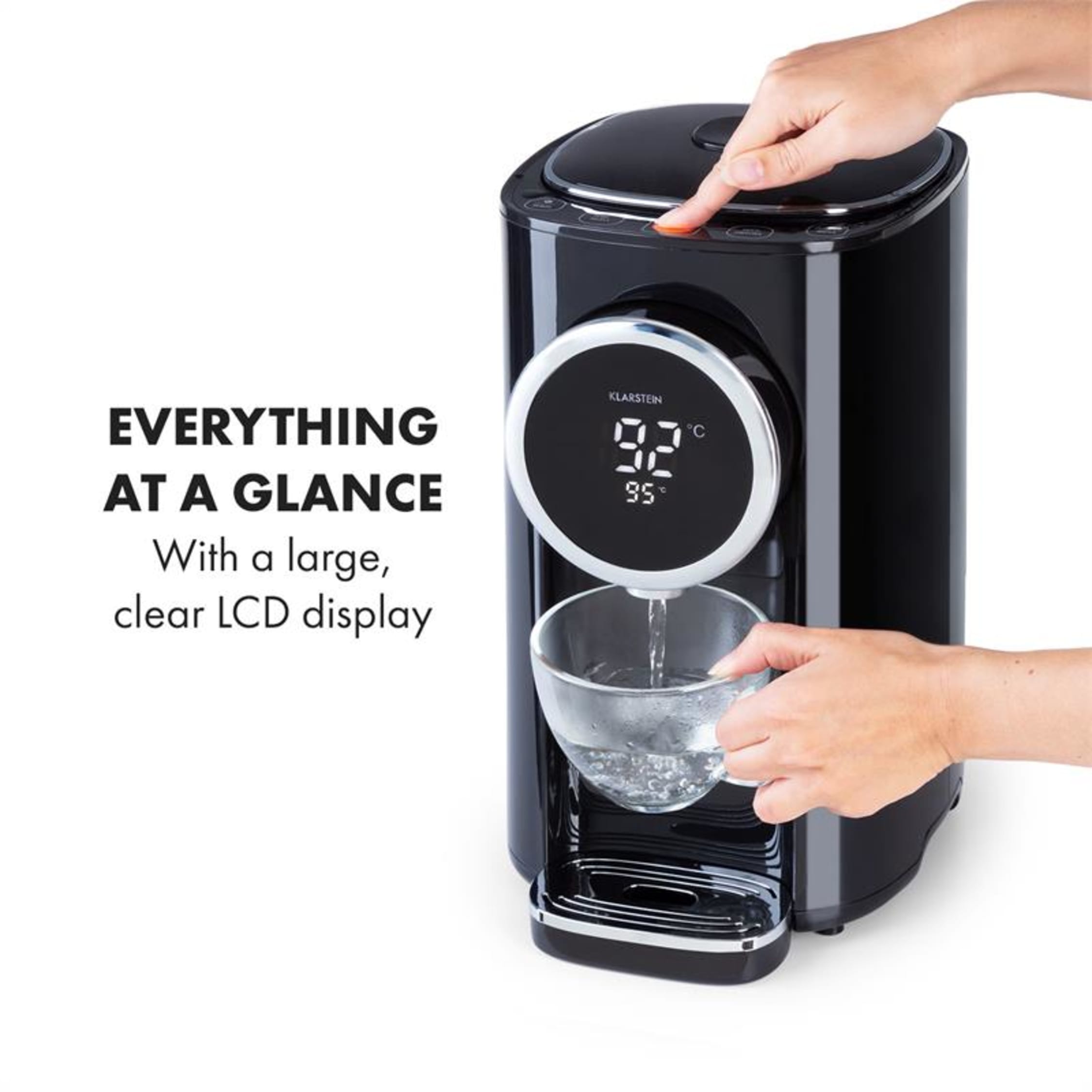 Klarstein Hot Spring Plus - Dispenser Acqua Calda 5 Litri, Acciaio Inox, Temperatura Regolabile 45-95°C, Bianco