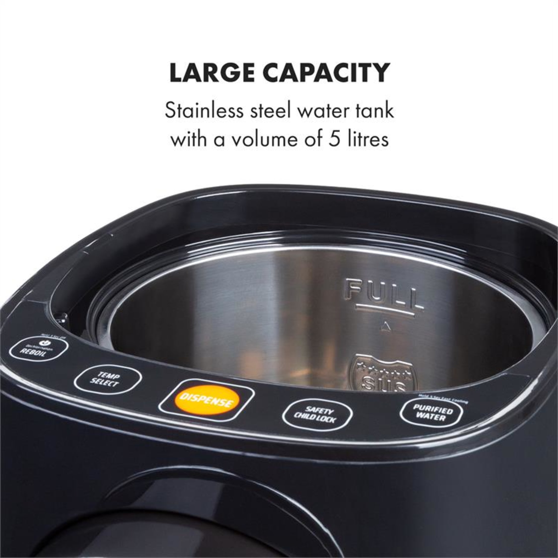 Klarstein Hot Spring Plus - Dispenser Acqua Calda 5 Litri, Acciaio Inox, Temperatura Regolabile 45-95°C, Bianco