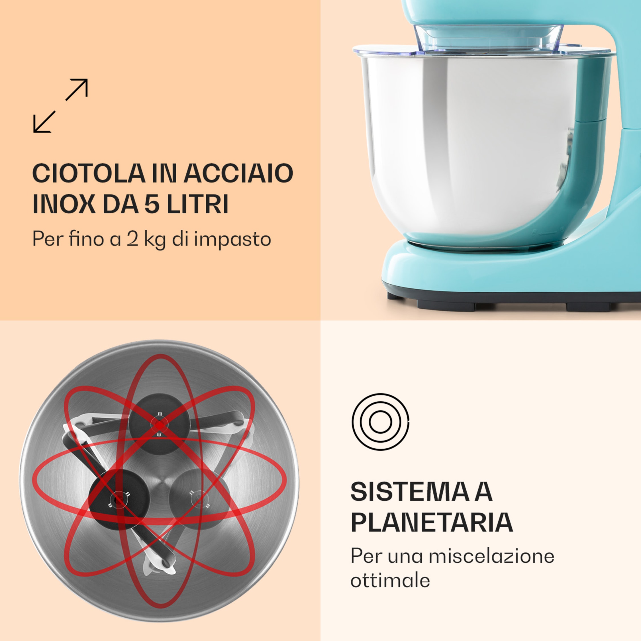 Frusta Piatta Klarstein Per Robot Da Cucina Serie Bella - Accessorio In Alluminio - Foto 11