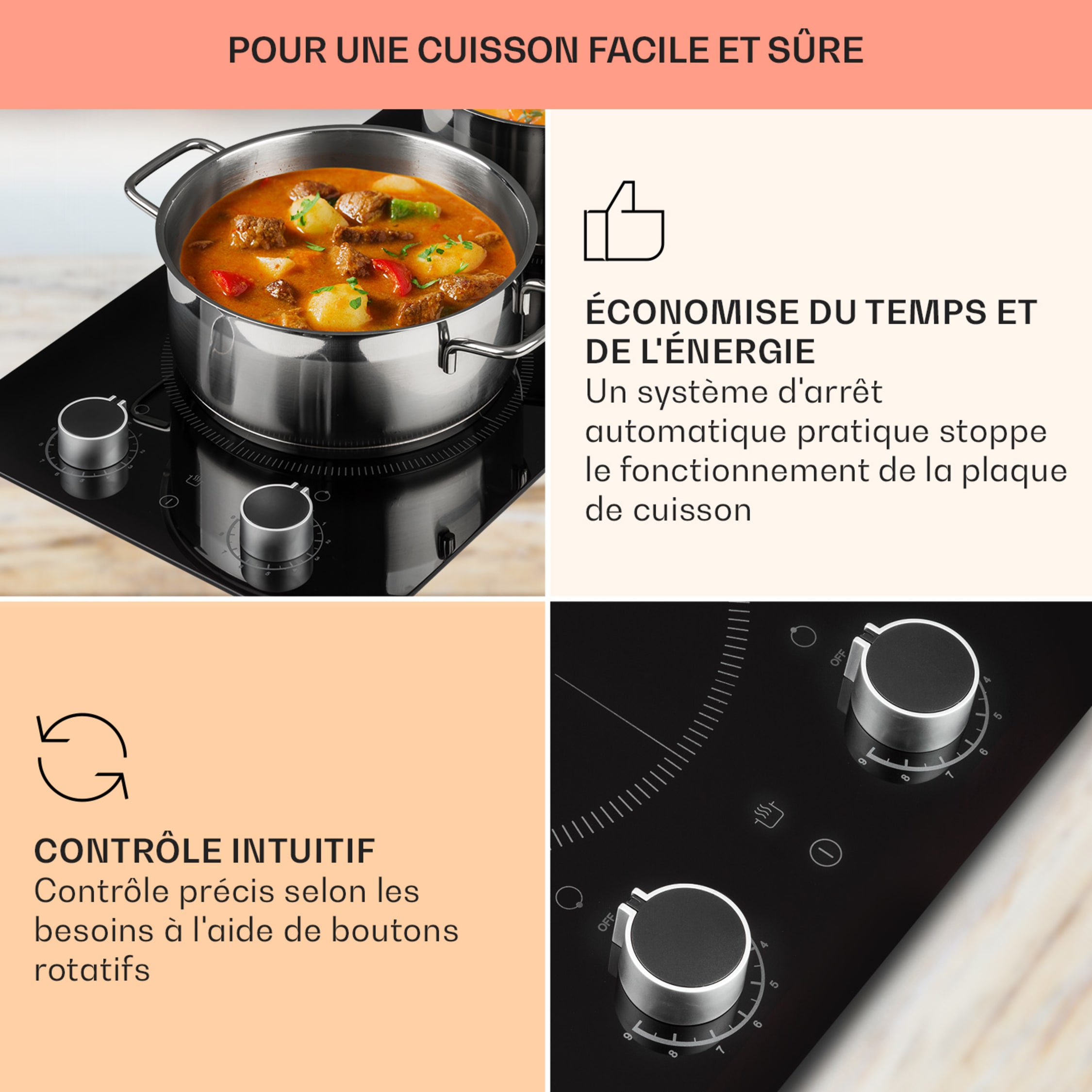 Plaque à Induction Ultra-Mince AirHood 2000W - 23mm D'Épaisseur - Double Modes - Économe
