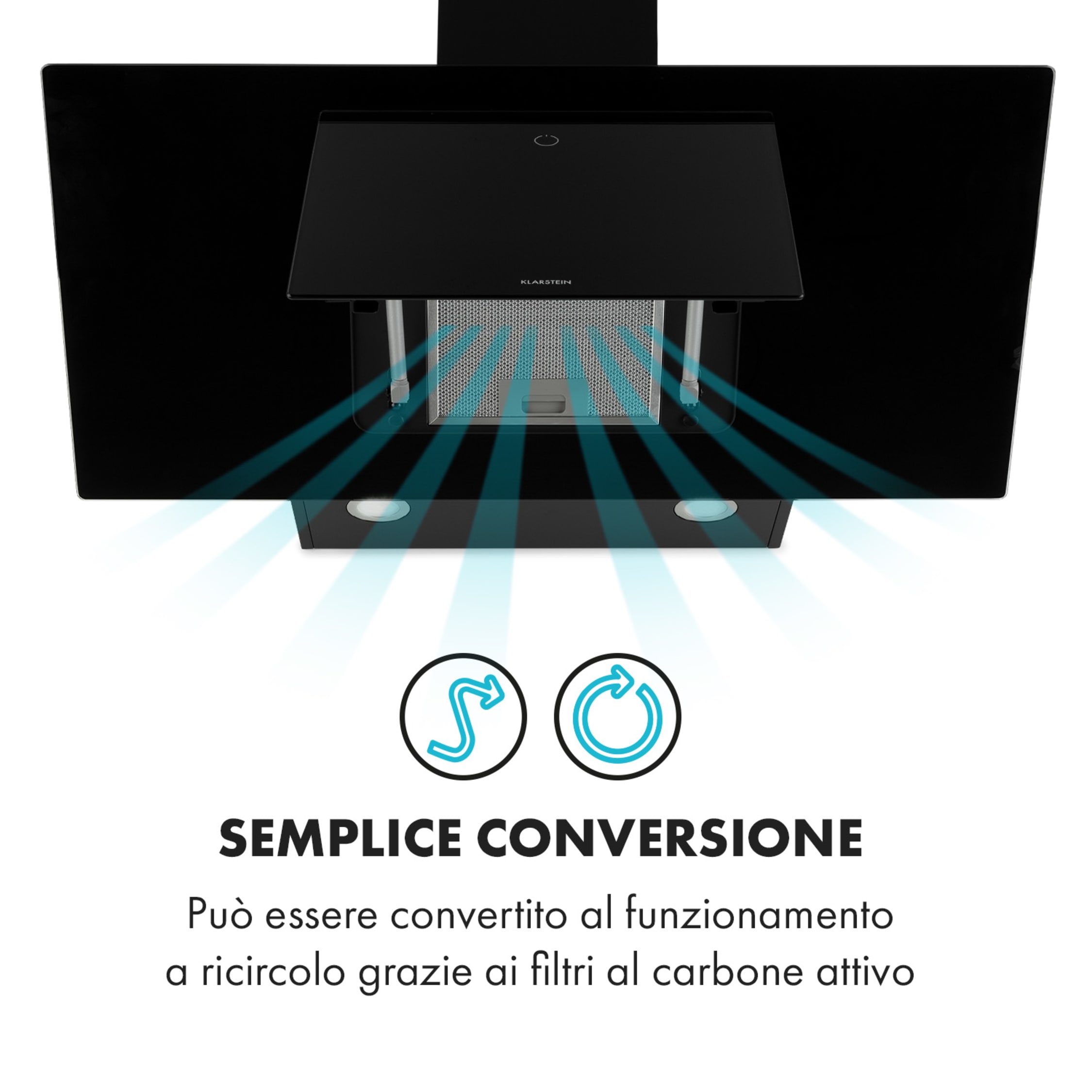 Cappa Aspirante Inclinata 90cm - 524 M³/h, Touch, Filtri Carbone - Foto 2