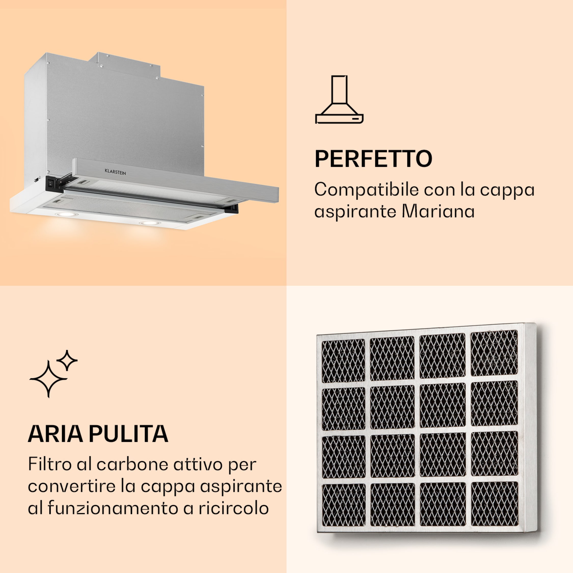 KLARSTEIN Filtro A Carboni Attivi Per Cappa Aspirante Mariana - 20x2x17 Cm, Ricambio Per Aria Pulita - Foto 8