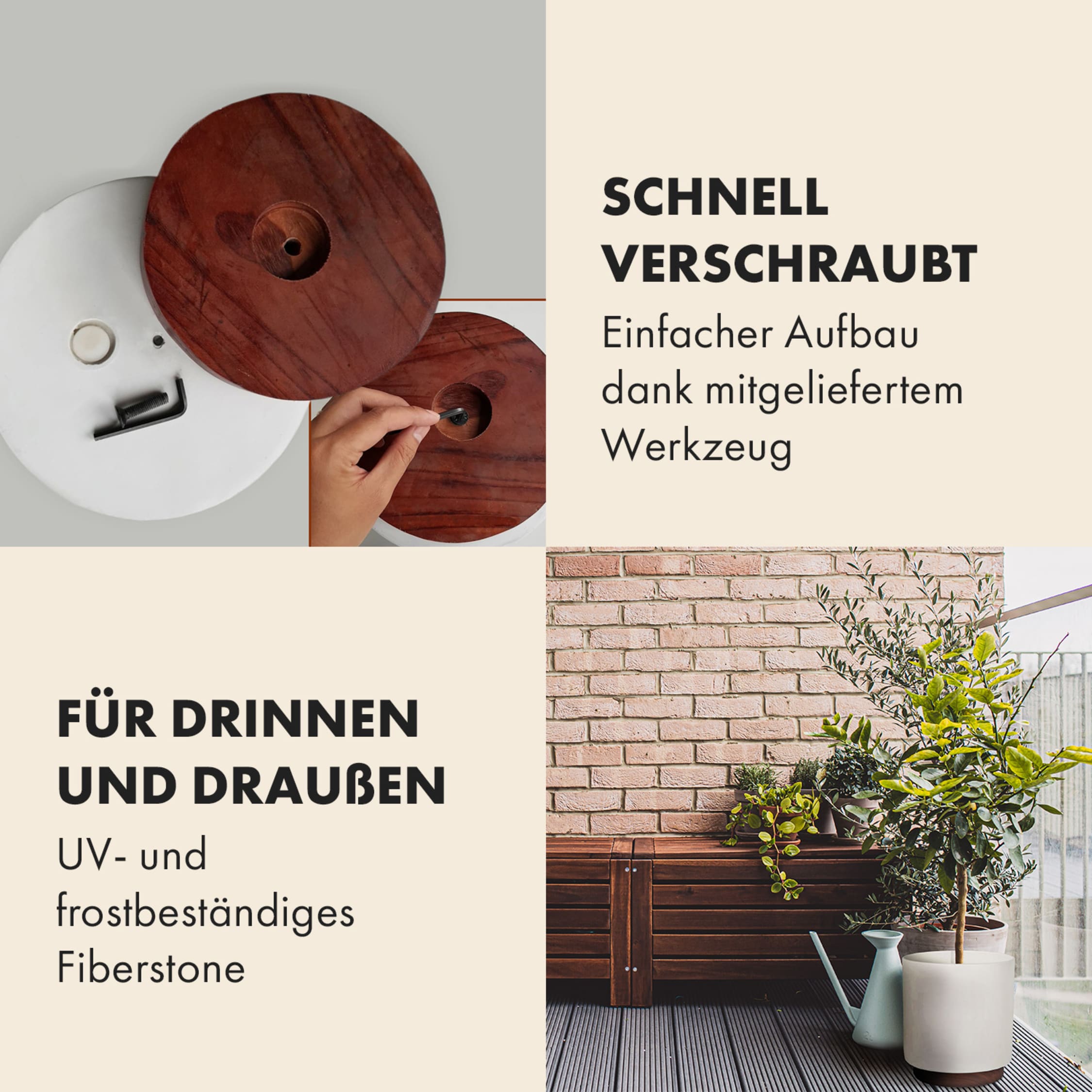 Relaxdays Blumentopf 2er Set Holz - 24 & 19 Cm Übertöpfe Für Innen & Außen