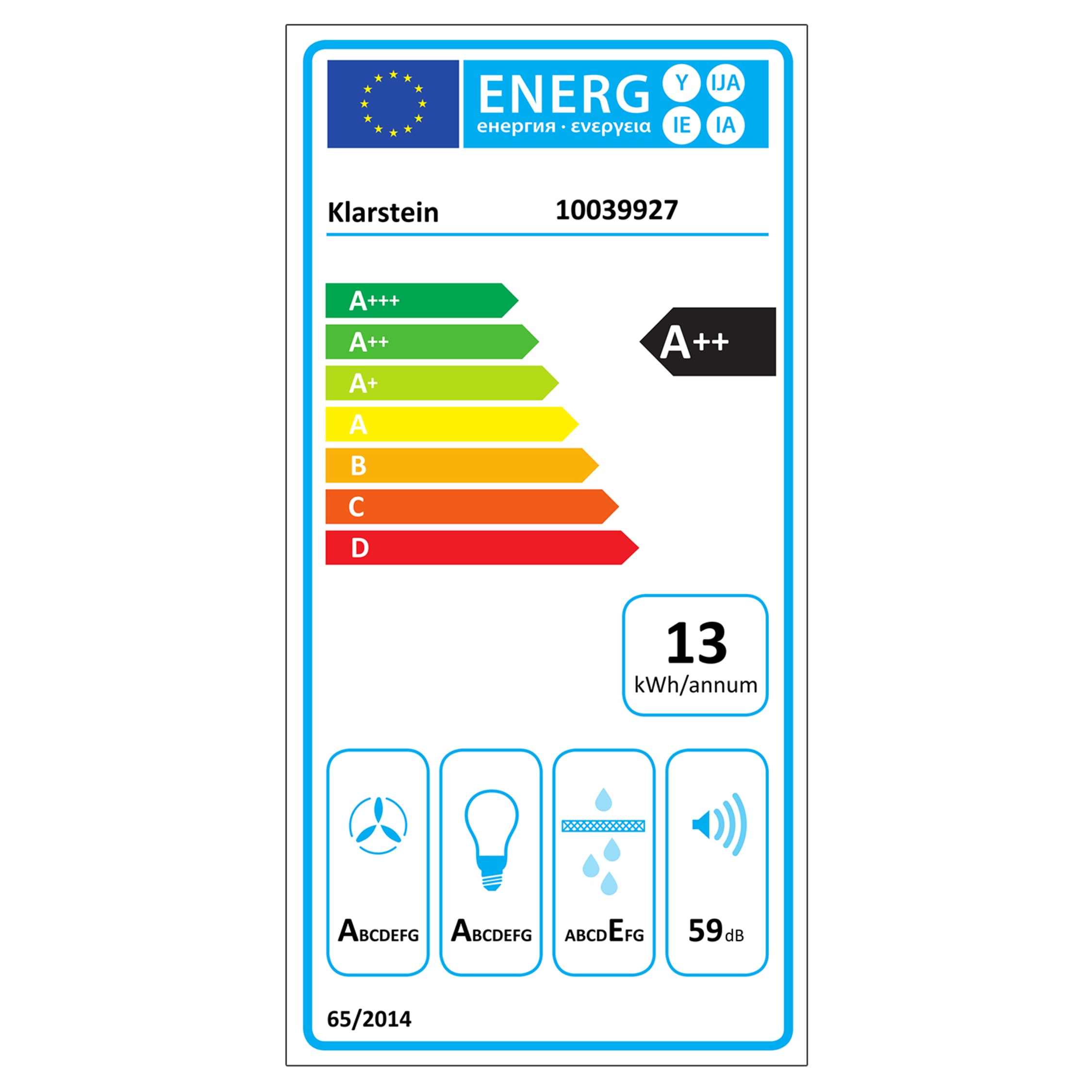 Klarstein Aurora 60 Eco Kopffreihaube | 60 cm | 550 m³/h | 3 