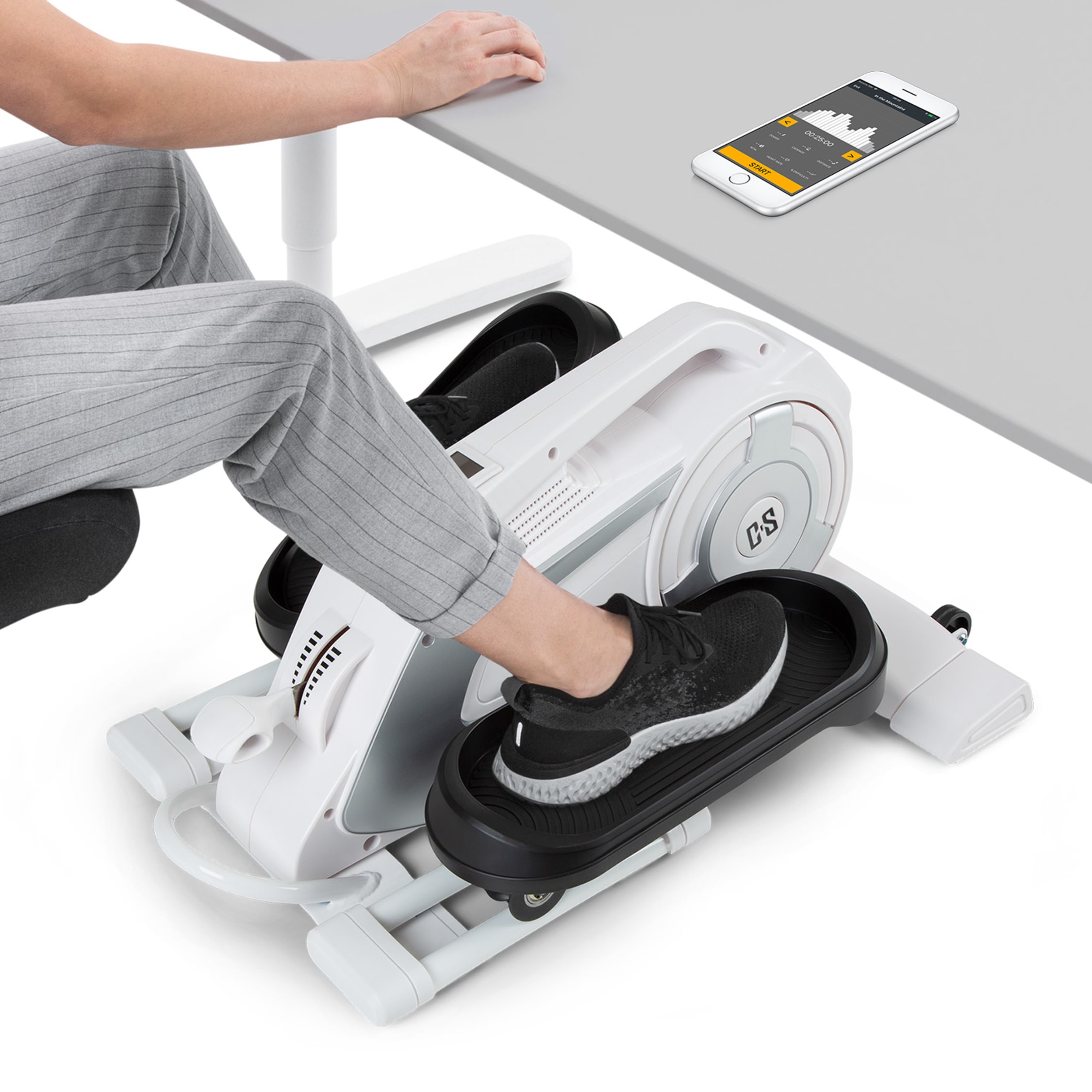 Evo Nano Mini Bike Heimtrainer Stepper Kinomap App Unterstutzung mit Bluetooth Feedback Training MagResist 8 stufiger Magnet Widerstand SilentBelt System DoubleRail System Trainingscomputer