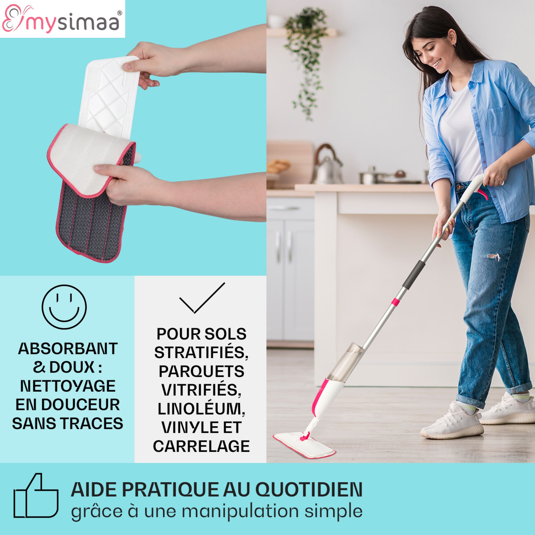 Serpillière Leifheit Têtes De Rechange Microfibre Pour | 4 Pièces