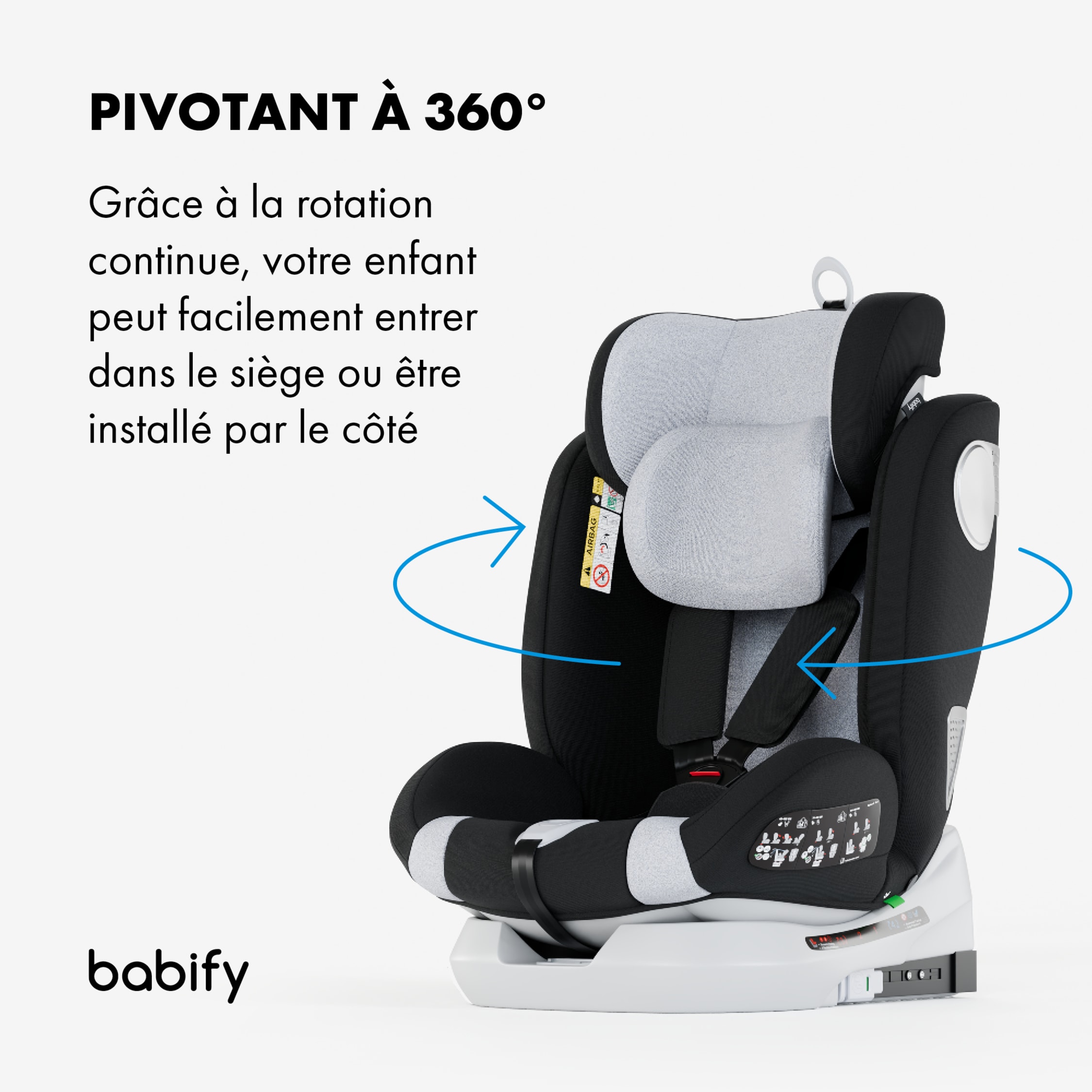 Siège Auto Pivotant 360° Groupe 0/1/2/3 (0-36 Kg) - Isofix, Harnais 5 Points, I-Size - Pour Enfants De 40 à 150 Cm