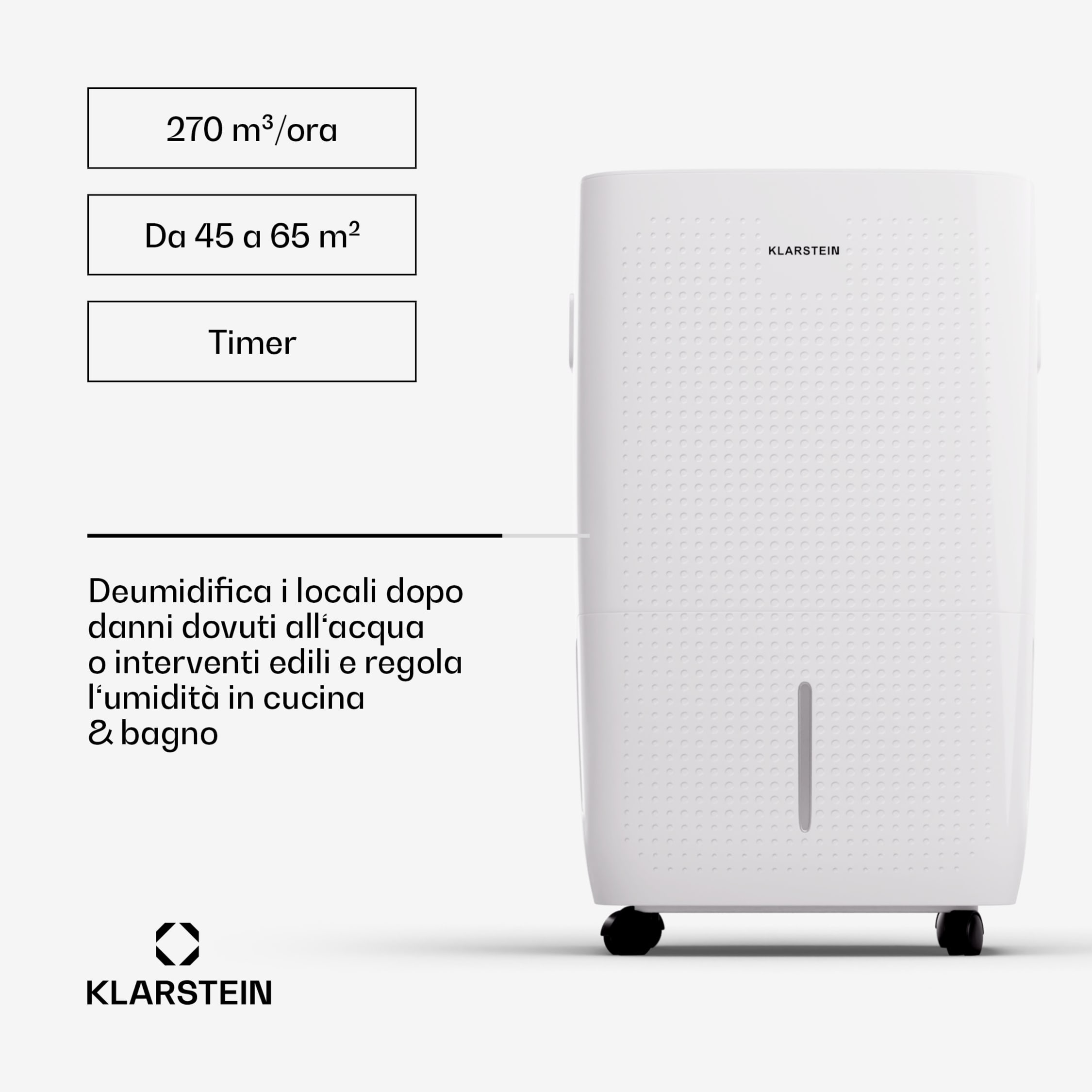 Deumidificatore 26l/24h - Per Ambienti Fino A 220m³, Serbatoio 2L - Foto 11