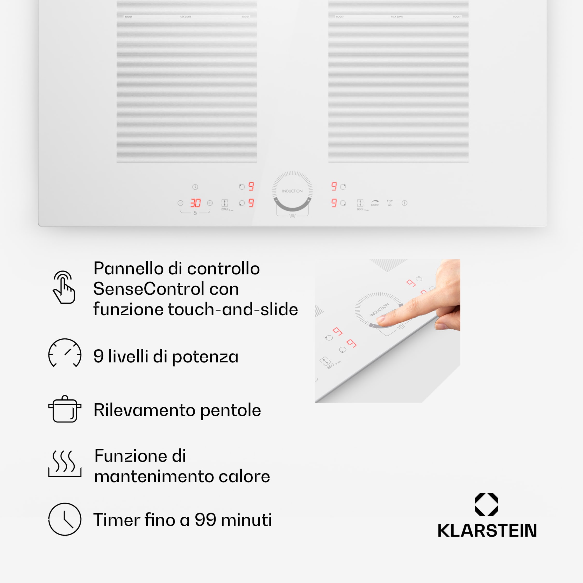 Piastra A Induzione Portatile Beper BF.700 - 10 Livelli Potenza, Temperature 60°-240°, Timer 4h - Foto 4