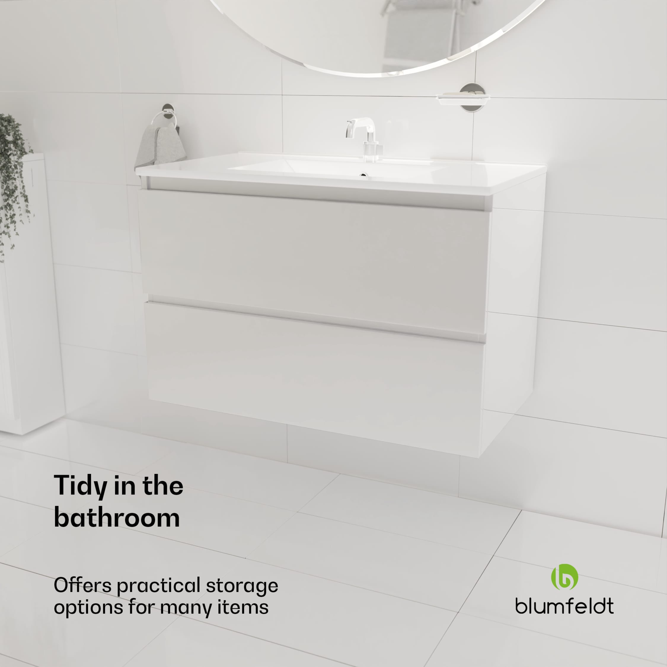 Blumfeldt Johnstone washbasin bathroom cabinet 80 cm with ceramic 