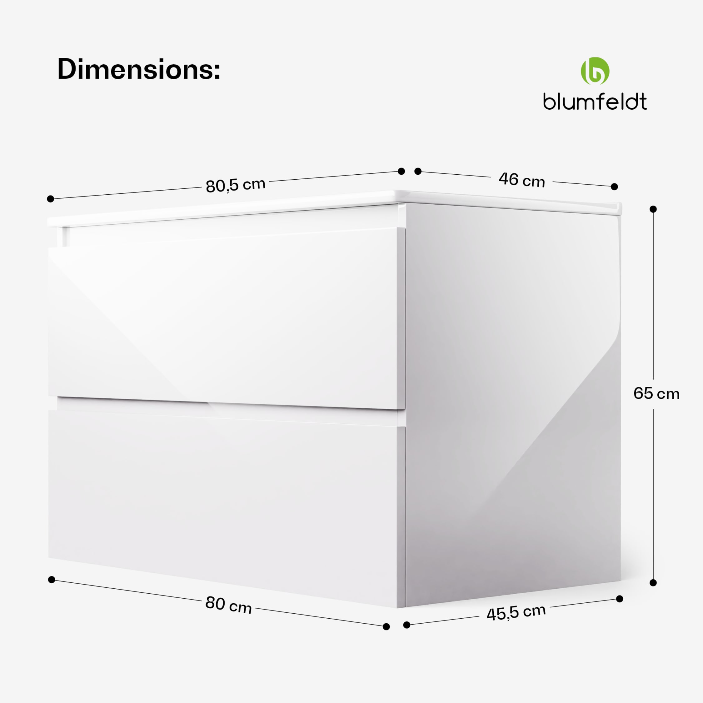 Blumfeldt Johnstone washbasin bathroom cabinet 80 cm with ceramic 