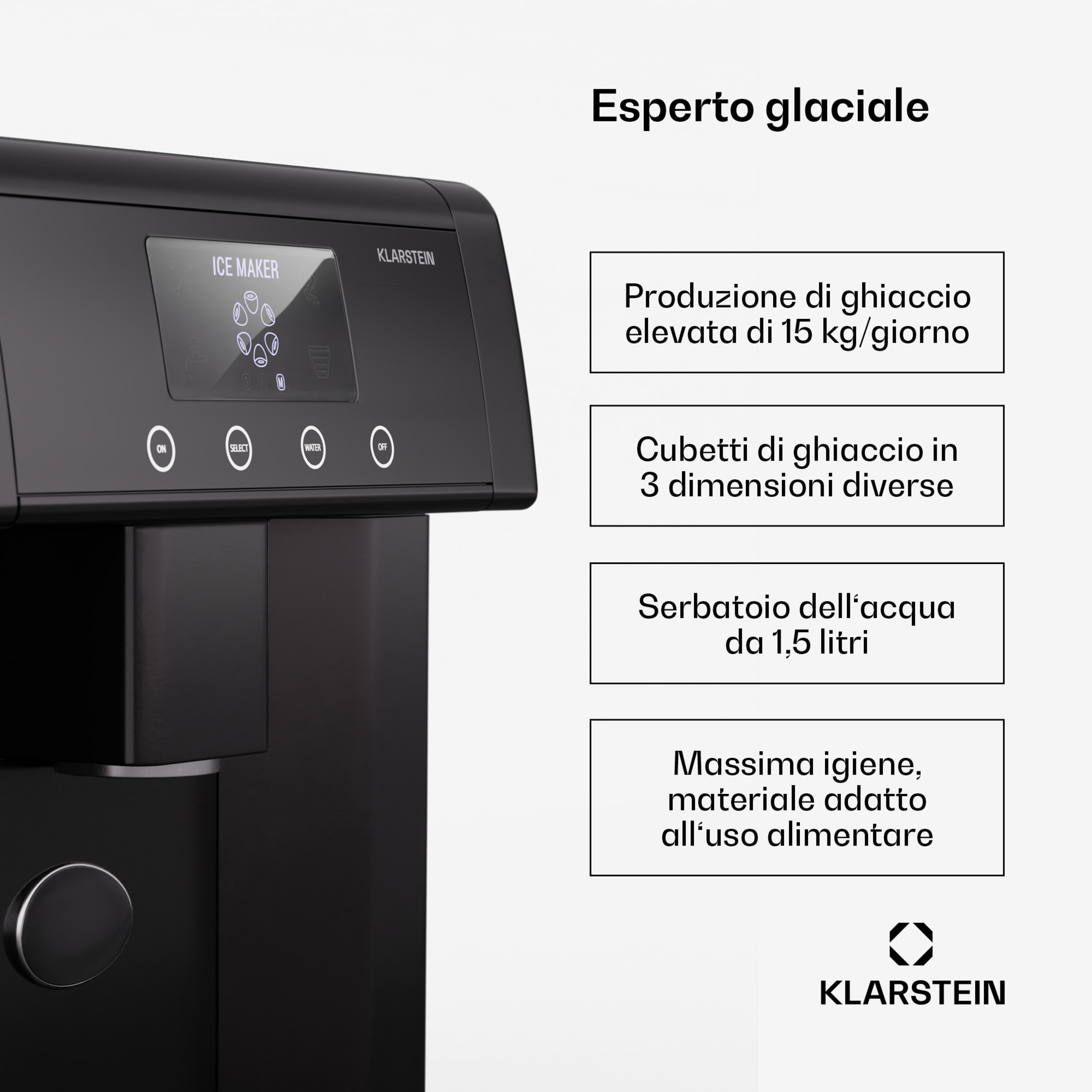 Macchina Del Ghiaccio Klarstein Icefestival - Produzione 20kg/24h, Ghiaccio Bullet E Grattugiato - Foto 3