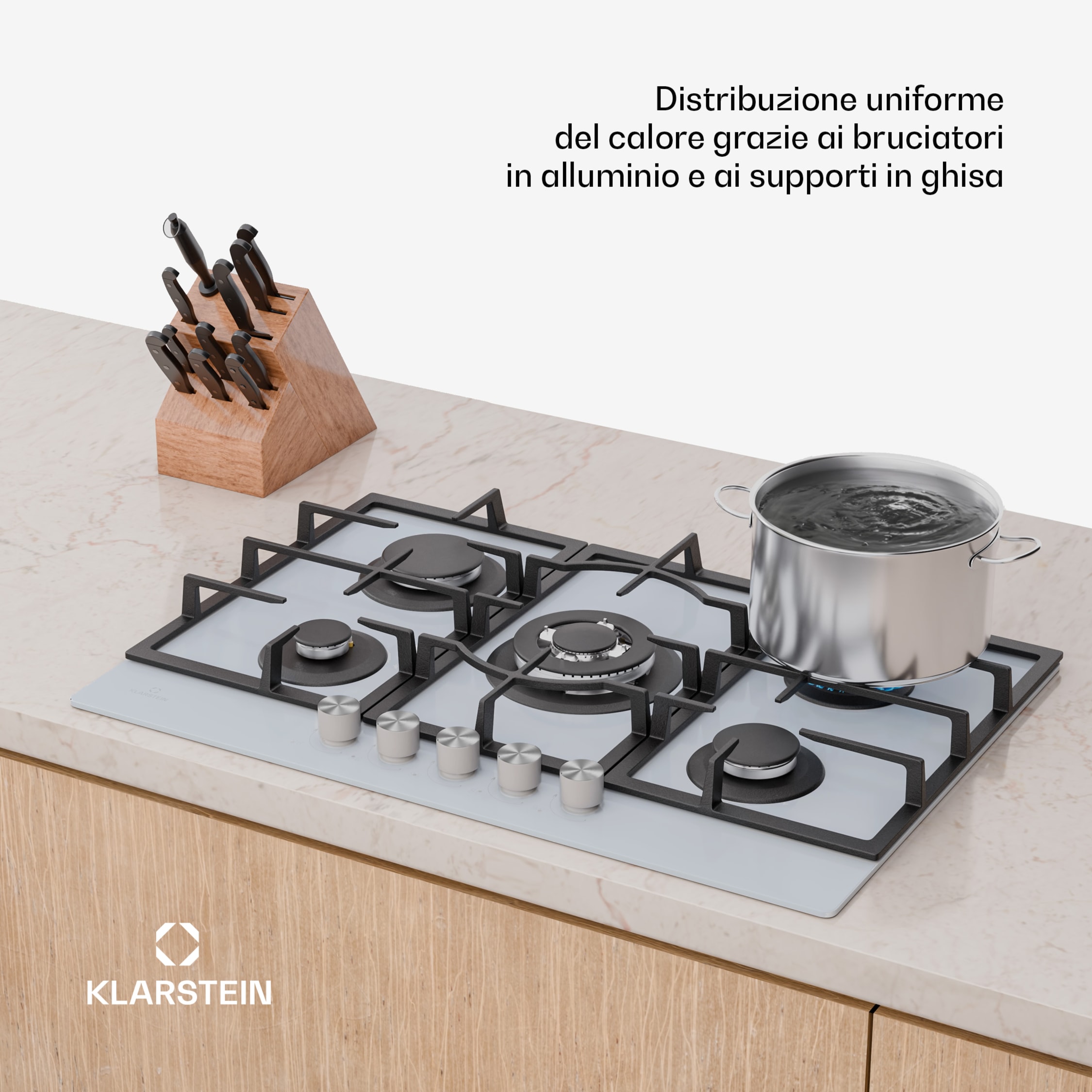 Piano Cottura A Gas 5 Fuochi - Acciaio Inox, 86x51 Cm, Per Gas Naturale E GPL - Foto 12