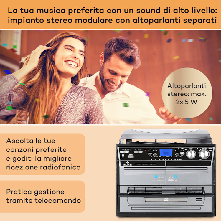 Impianto hifi cd giradischi vinile cassette mp3 sd usb