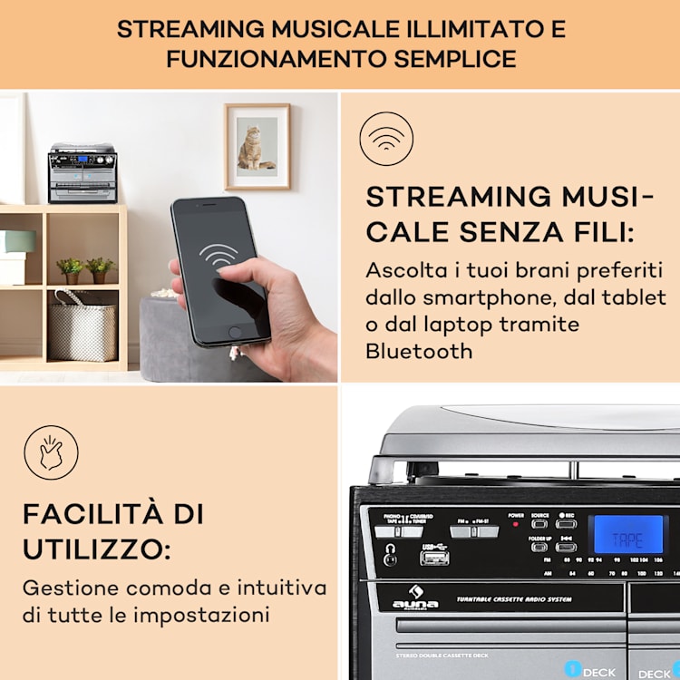 Impianto hifi cd giradischi vinile cassette mp3 sd usb