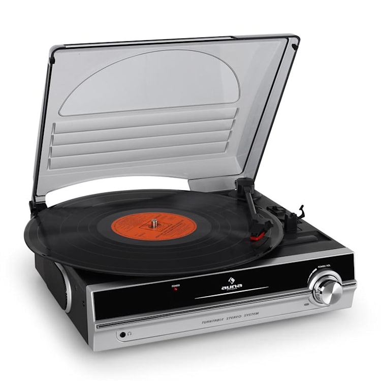 TBA-928 Vinyl Turntable LP Player Built-in Speakers Silver