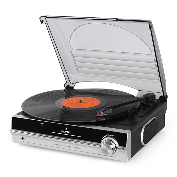 TBA-928 Vinyl Turntable LP Player Built-in Speakers Silver