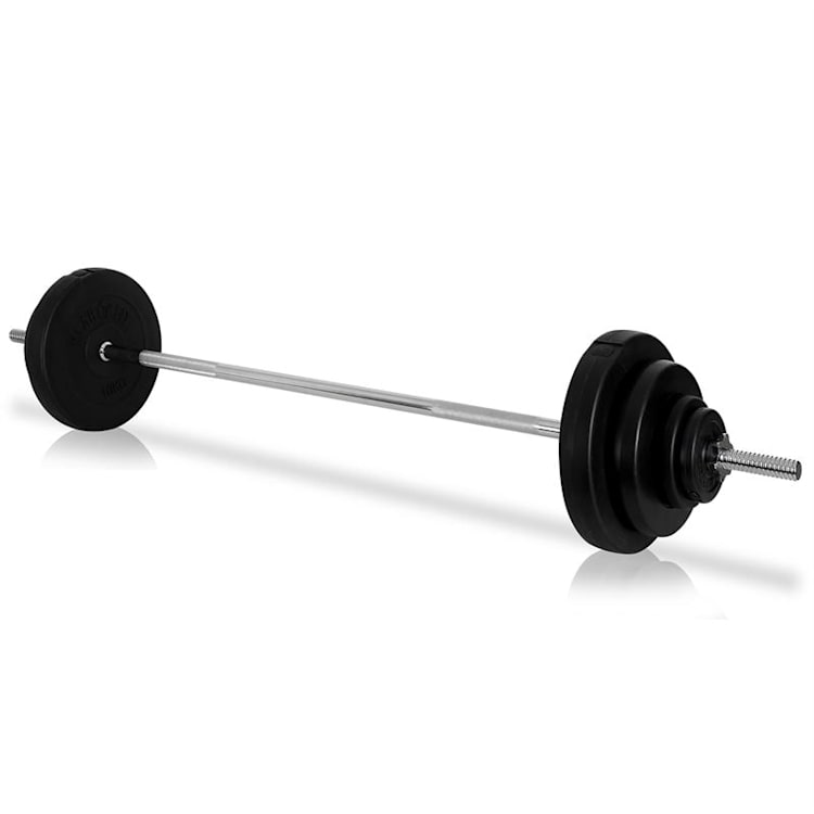 Obouruční činka Klarfit 58,5 kg, cvičení na tréninkové lavič