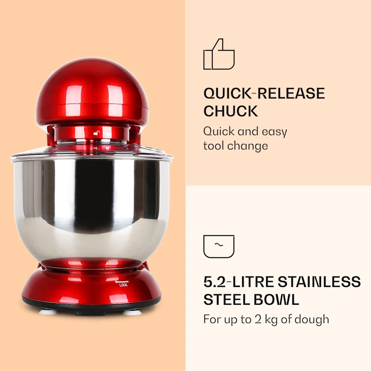 Bella Food Processor 1800 W / 2.7 PS 5 Litre Stainless Steel BPA-free Red