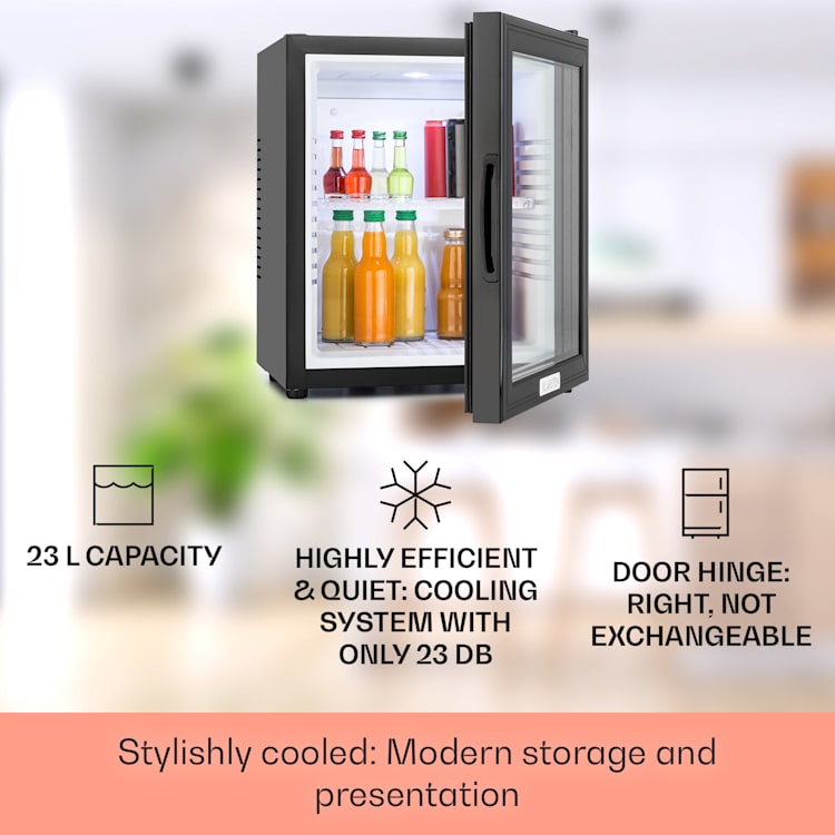 MKS-12 Minibar 24 Litres Class E Black Glass 0dB 24 Ltr | Black / White