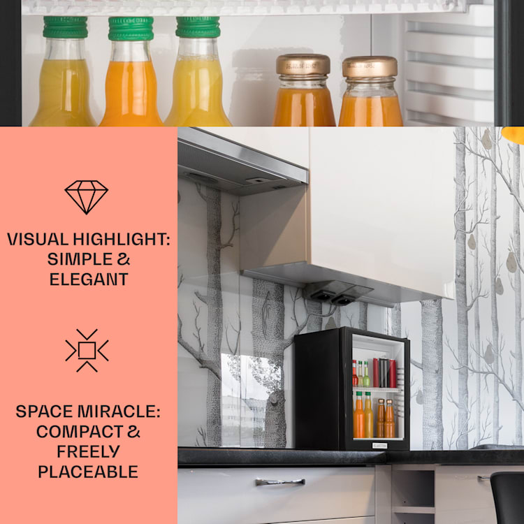 MKS-12 Minibar 24 Litres Class E Black Glass 0dB 24 Ltr | Black / White