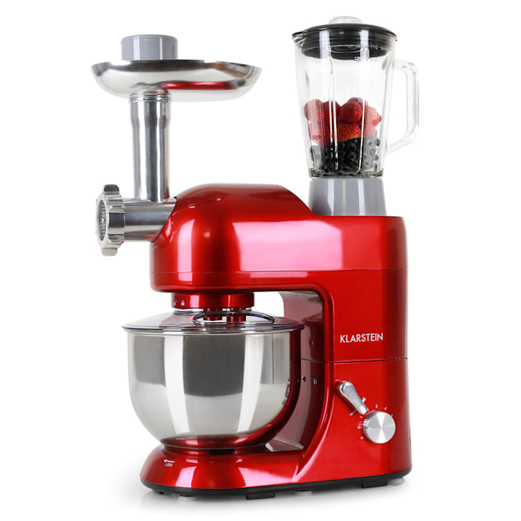 Lucia Küchenmaschine 3-in-1 1800 W / 2,7 PS 5 Ltr Edelstahl BPA-frei Rot