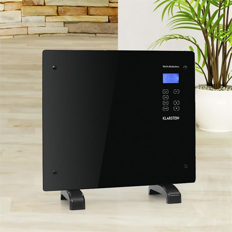 HT006GL Convection Heater 1000W Black Glass Design Black