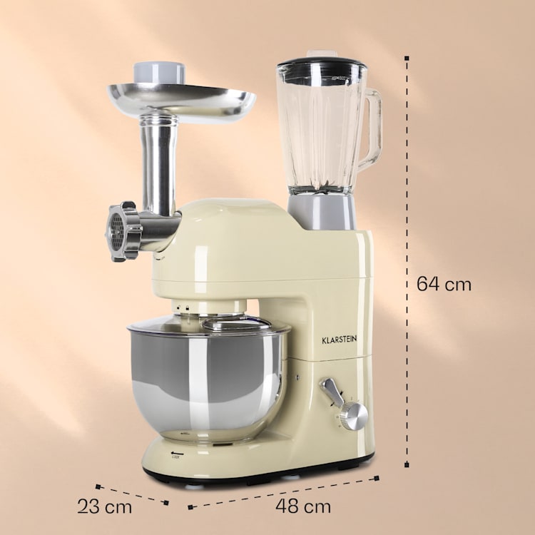 Lucia robot da cucina 3 in 1, 1800 W / 2,7 PS 5 litri in acciaio inossidabile senza BPA Crema vintage