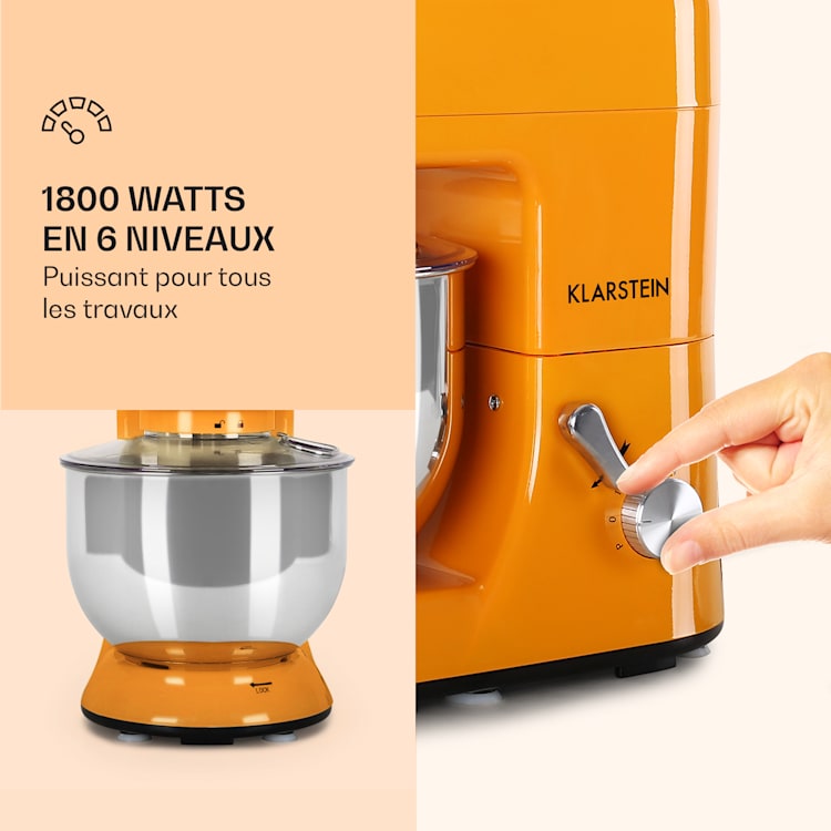 Lucia keukenmachine 3-in-1 2000 w / 2,7 ps 5 ltr roestvrij staal BPA-vrij Oranje