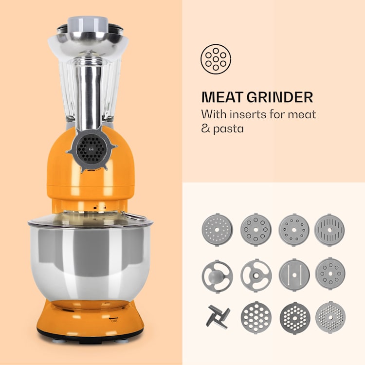 Lucia keukenmachine 3-in-1 2000 w / 2,7 ps 5 ltr roestvrij staal BPA-vrij Oranje