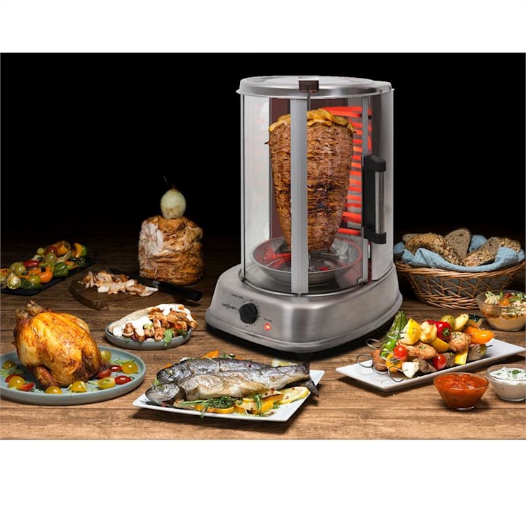 Kebap Master Pro Verticale Grill 1500W roestvrij staal incl. spiesset