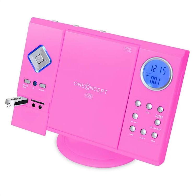 V-12 Stereoanlage USB SD CD MP3 AUX UKW pink Pink