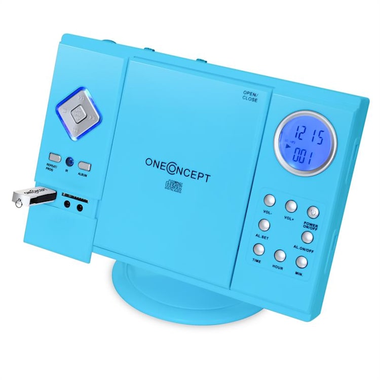 V-12 stereo systém, MP3 CD, USB, SD, AUX, modrý Modrá