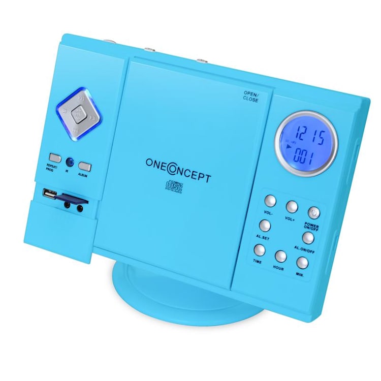 V-12 stereo systém, MP3 CD, USB, SD, AUX, modrý Modrá