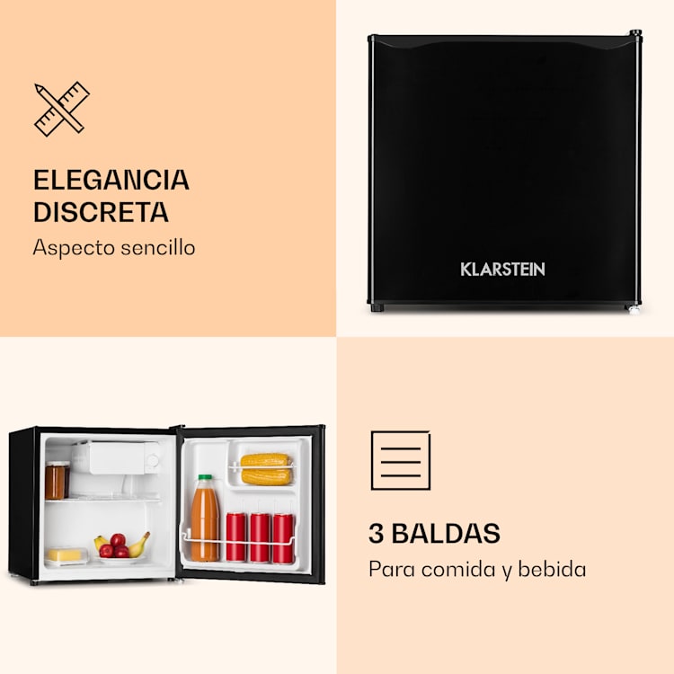 Mini-frigorífico KS50-A de 46 litros con compartimento de hielo 41 dB Negro