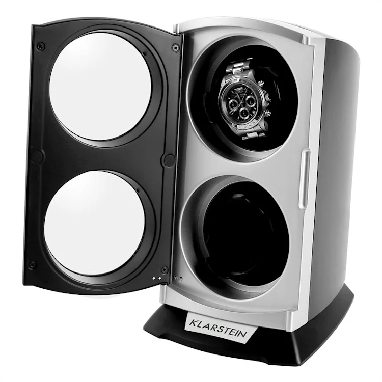 St. Gallen Premium Watchwinder 2 Watches 4 Speeds Silver