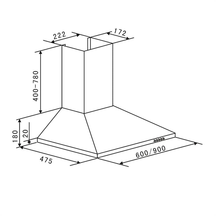 TR60WS filter afzuigkap 2x roestvrij stalen filter 60cm 330m³/u 60