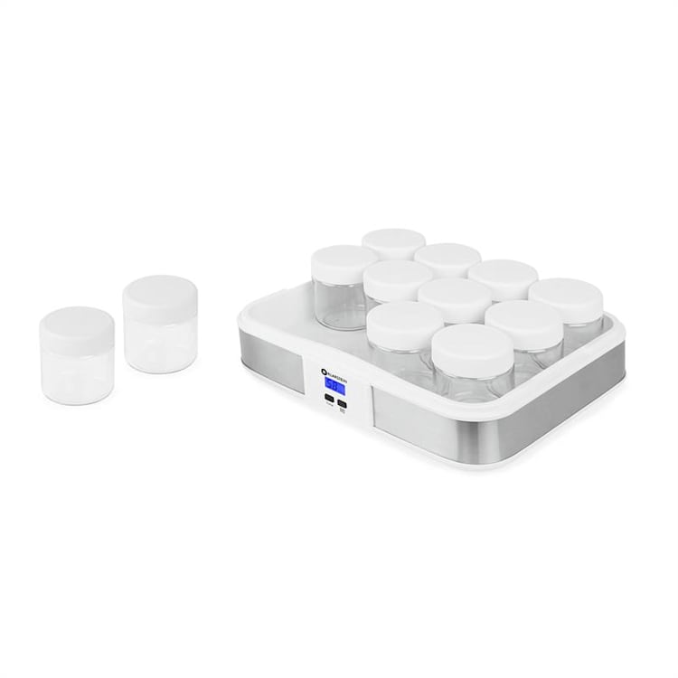 Gaia yoghurtmaker 12 potjes à 150 ml timer roestvrij staal Wit