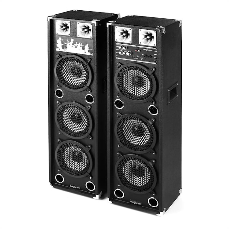 BSX-238A PA luidsprekers USB microSD AUX MIC 1400W zwart 2x 30 cm (12")