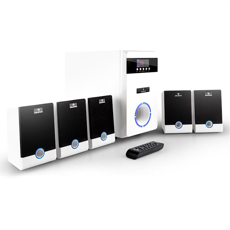 MM-5.1-JW aktives 5.1 Surround Lautsprecher Set 95W RMS Fernbedienung weiß