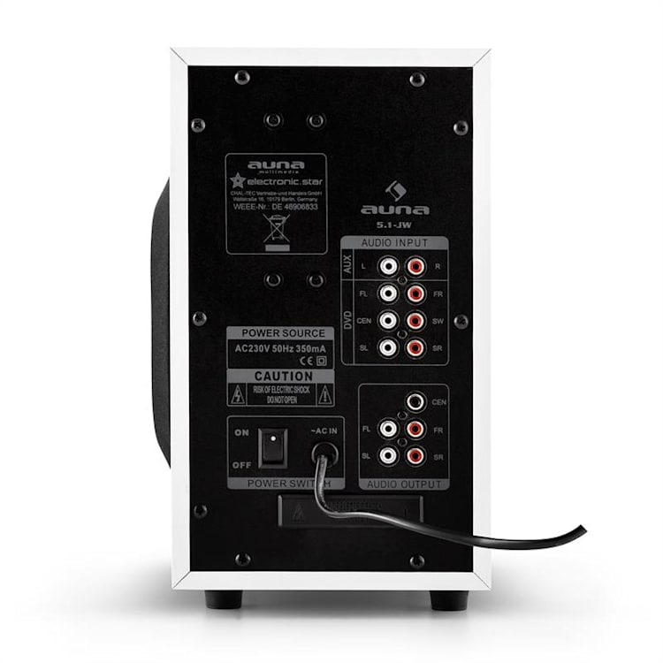 MM-5.1-JW aktives 5.1 Surround Lautsprecher Set 95W RMS Fernbedienung weiß