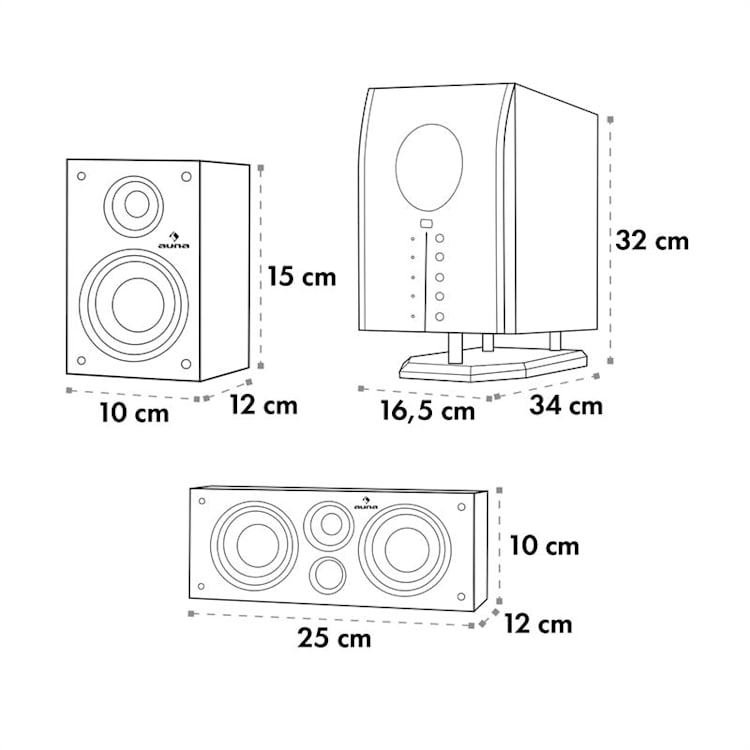 Areal 525 Активна 5.1 канална аудио система 125 W RMS в бял цвят Бял
