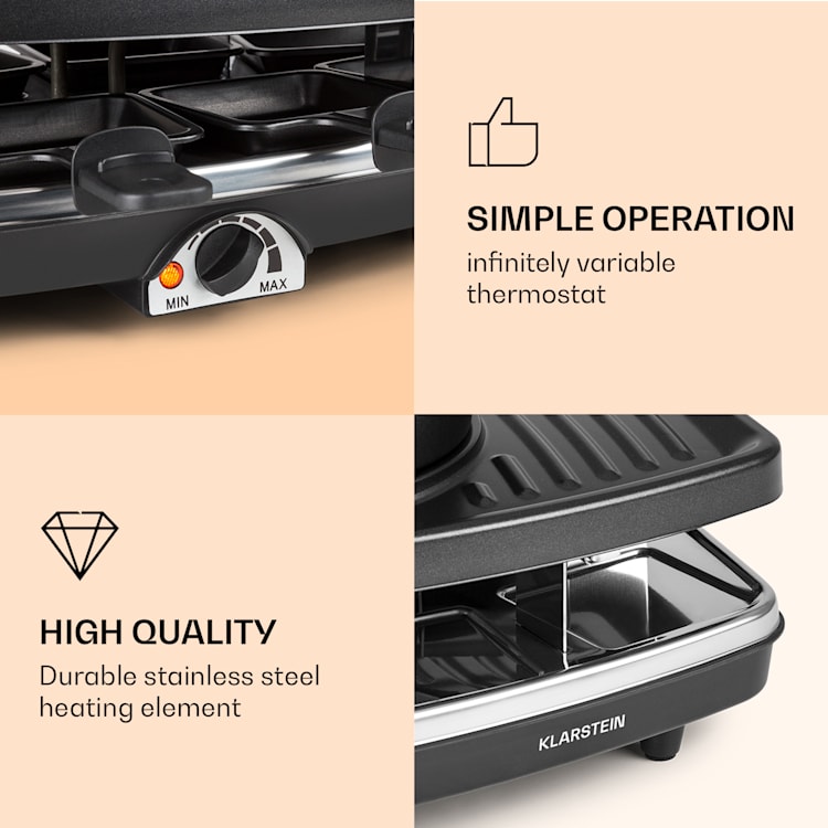 Entrecote 2-in-1 Raclettegrill & Fondue Naturstein 1100W 8 Personen