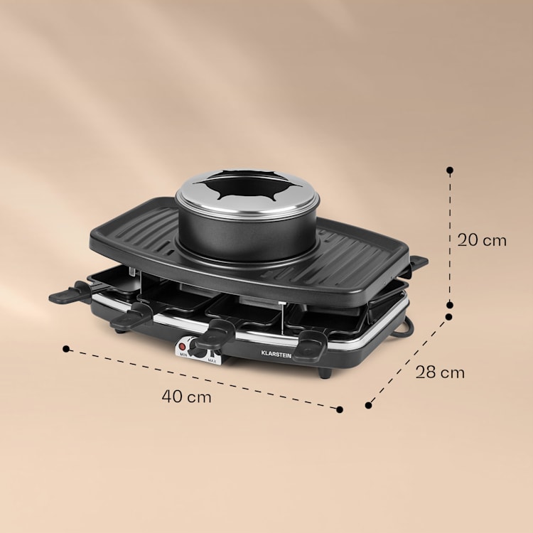 Entrecote 2-in-1 Raclettegrill & Fondue Naturstein 1100W 8 Personen Pfannenuntersetzer nicht enthalten