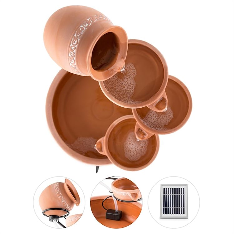 Empoli Kaskadenbrunnen Terrakotta 5 Stufen 200 l/h Solar 2W LED 