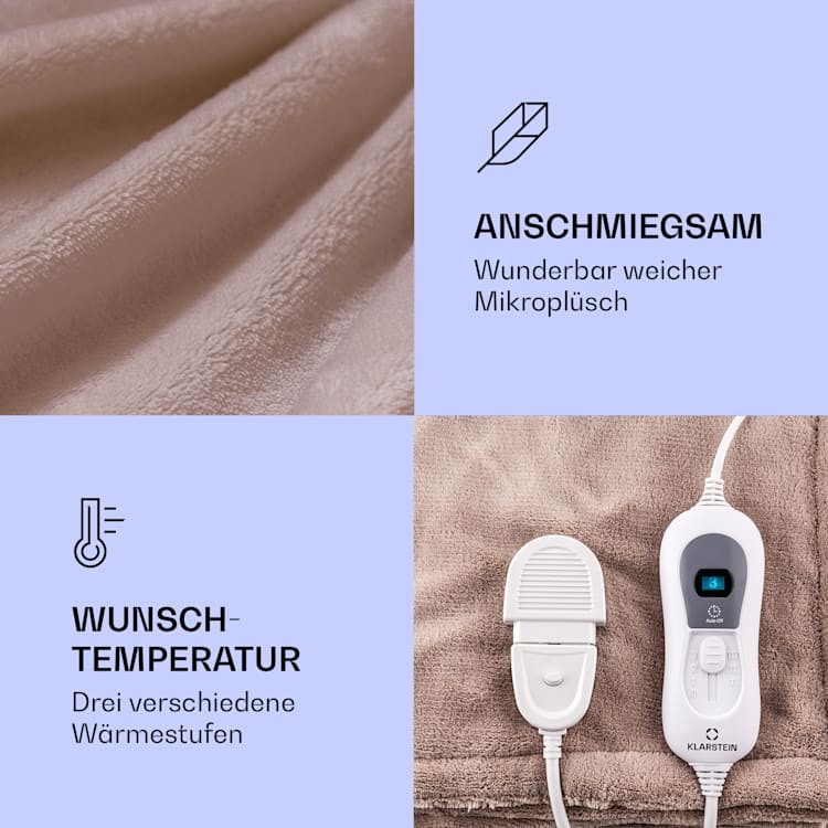 Dr. Watson XL Heizdecke 120 W 3 Stufen 180 x 130 cm Bedienteil Beige | XL