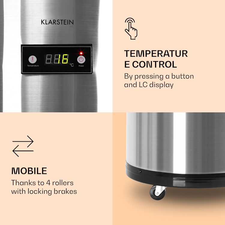 Mr. Barbot Bar Frigorífico 50 litros 6-16 °C Rodas inferiores em aço inoxidável 50 L | Branco